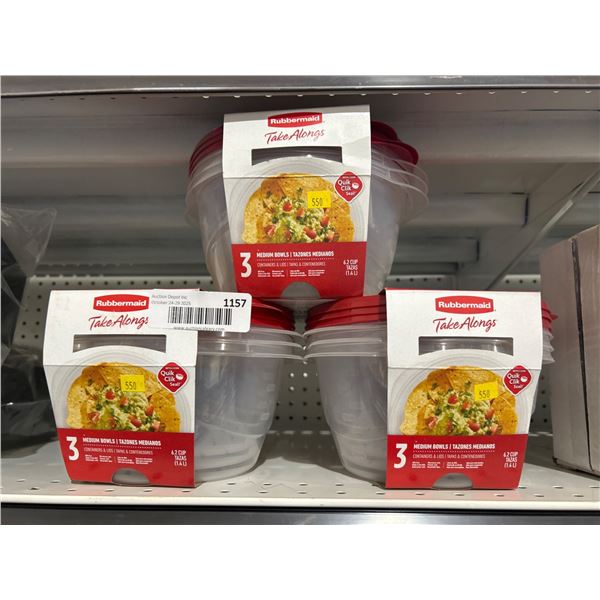 Rubbermaid TakeAlongs Medium Bowls, 3-Pack, 6.2 Cup Capacity