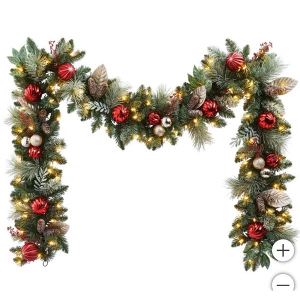 2.7 m (9 ft.) Decorated Garland Pre-Lit with 90 LED Lights