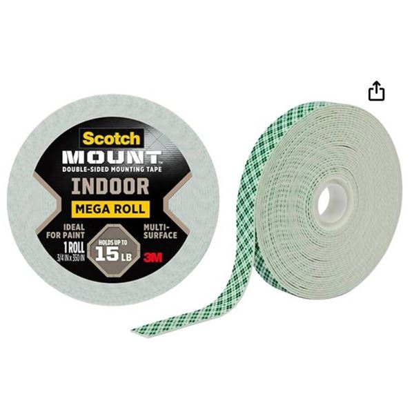 3M Scotch Mount Indoor Mega Roll – 0.75 in x 15 ft