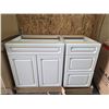 Image 1 : 2 PC White Wooden Cabinets with Dimensions of 30x24x35 and 18x24x35