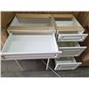 Image 3 : 2 PC White Wooden Cabinets with Dimensions of 30x24x35 and 18x24x35