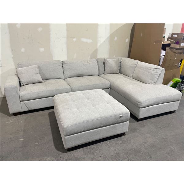 THOMASVILLE – MILES 3PC FABRIC SECTIONAL WITH STORAGE OTTOMAN
