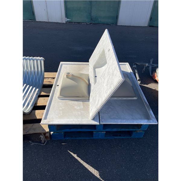 Skid of 3 White Carrara Marble Bathroom Vanity Top