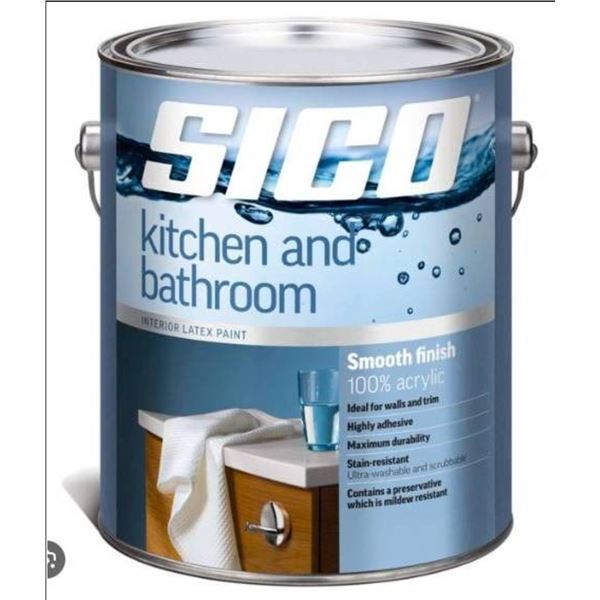 SICO Kitchen and Bathroom Interior Latex Paint 3 x 3.5L (Model 163-503)