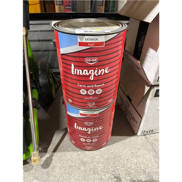 2 Co-op Imagine Exterior Flat Farm and Ranch Paint, White C208, 3.64L