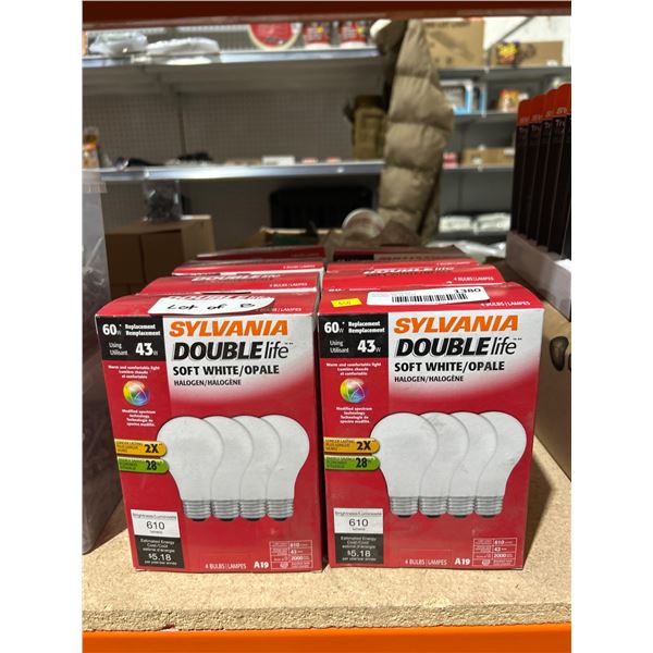 Sylvania Double Life Soft White A19 43W Light Bulbs, Lot of 8 Packs