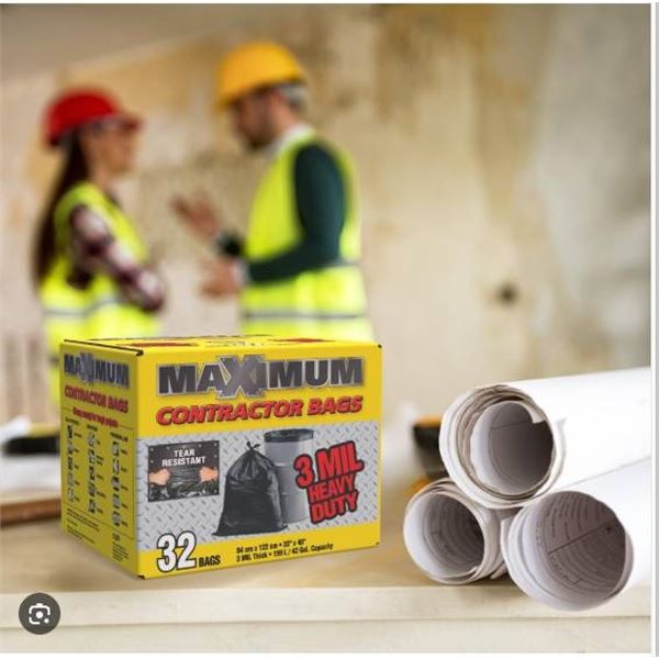 Maximum Contractor Bags 3 Mil Heavy Duty – 32 Count
