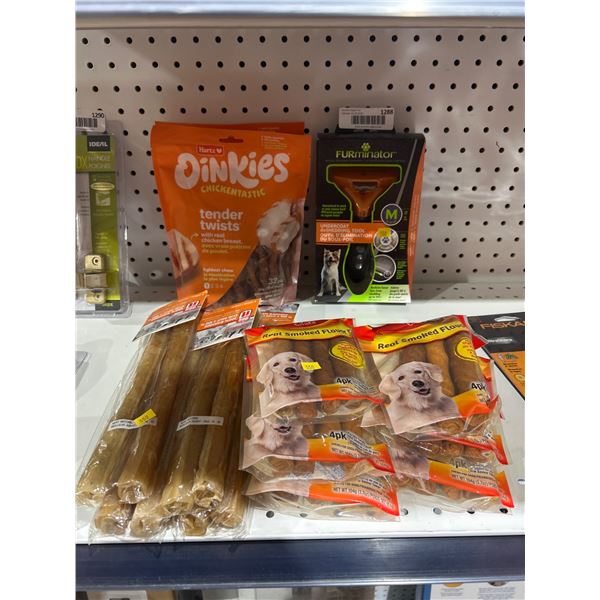 Assorted Dog Supplies Set With Treats and Undercoat Shedding Tool