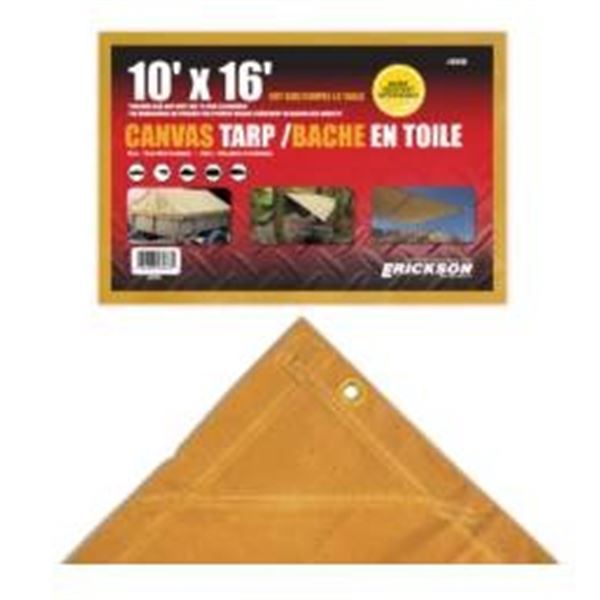 Erickson 10 x 16 Canvas Tarp Heavy-Duty Material