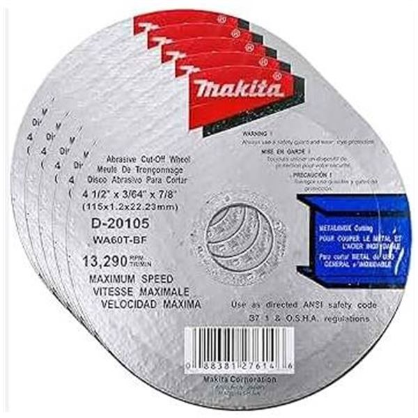 Makita 14-Inch Abrasive Cut-Off Wheel, 5 Pieces