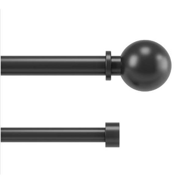 Umbra Double Drapery Rod Set, 72-144 Inch Adjustable, Black