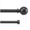 Image 1 : Umbra Double Drapery Rod Set, 72-144 Inch Adjustable, Black