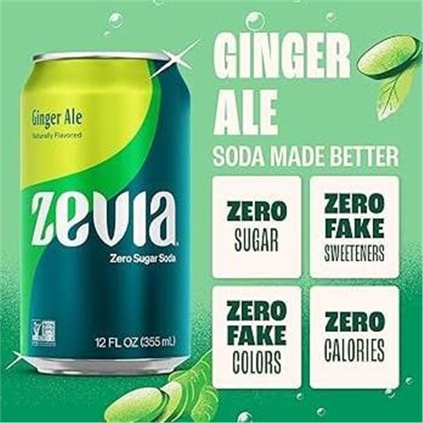Zevia Ginger Ale Soda, 24 x 355 mL Cans