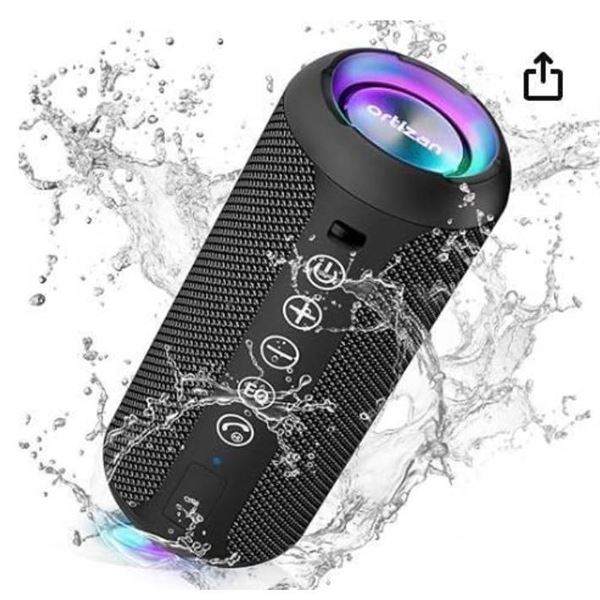 Ortizan X10 Wireless Bluetooth Speaker with IPX7 Waterproof and RGB Light Show