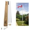Image 1 : 18 Ft Heavy Duty Steel Flag Pole Set, White 2 in Diameter, with 2 Large Canadian Flags