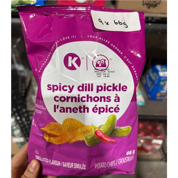Spicy Dill Pickle Potato Chips, 9×66 g