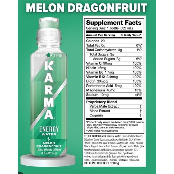 Karma Energy Water Melon Dragon Fruit Flavor 12x532ml