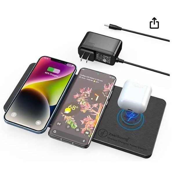 ZealSound WG-3B Wireless Charging Power Station for Three Devices