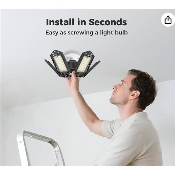 T-200 LED Garage Light With Adjustable Panels, 6500K, Input AC85-265V