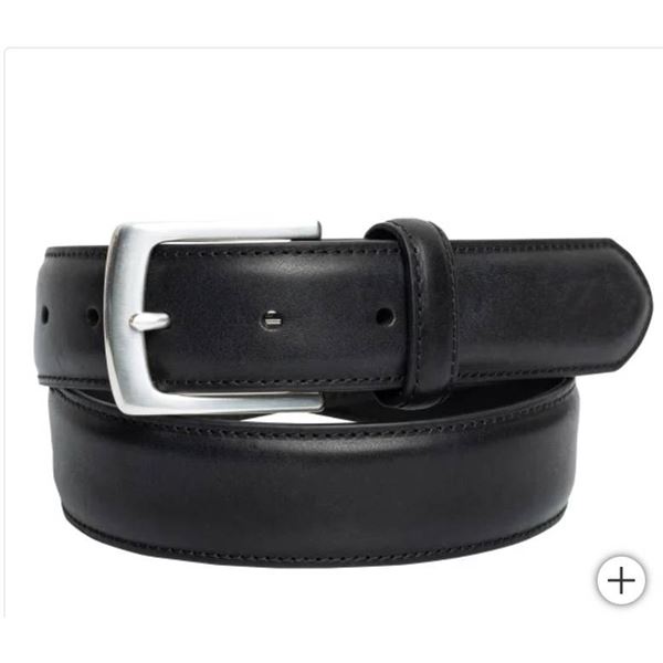 Roots Black Leather Belt M/M 32-34 with Silver Buckle