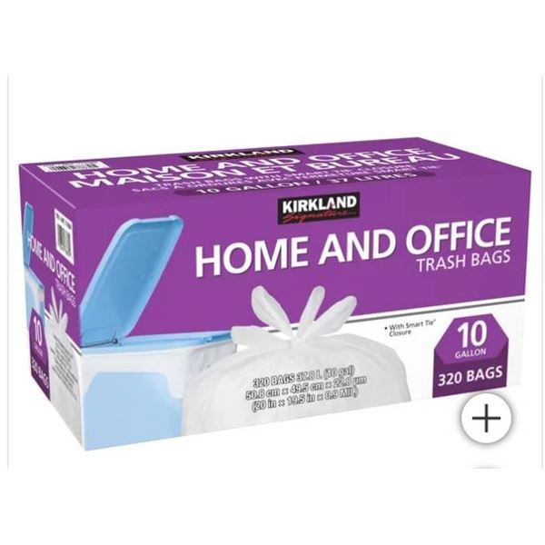 Kirkland Signature Home And Office 10-Gallon Trash Bags, 320-Count