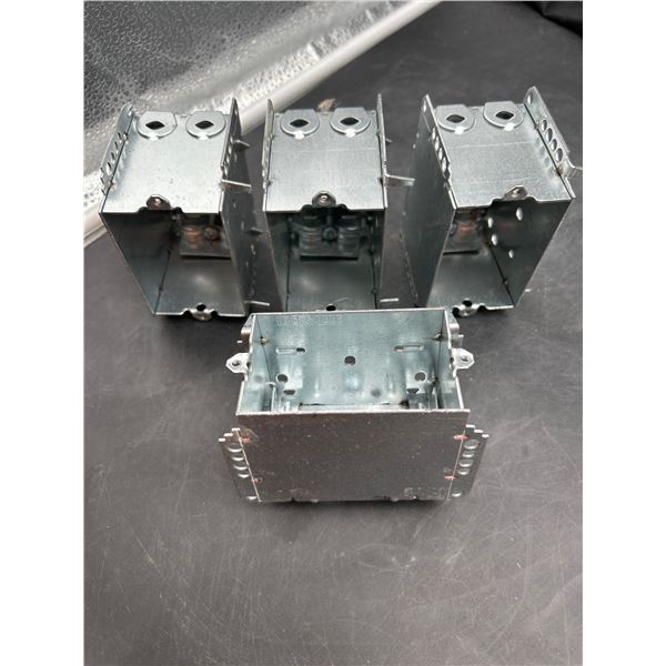Lot of 4 Metal Electrical Outlet Boxes with Knockouts