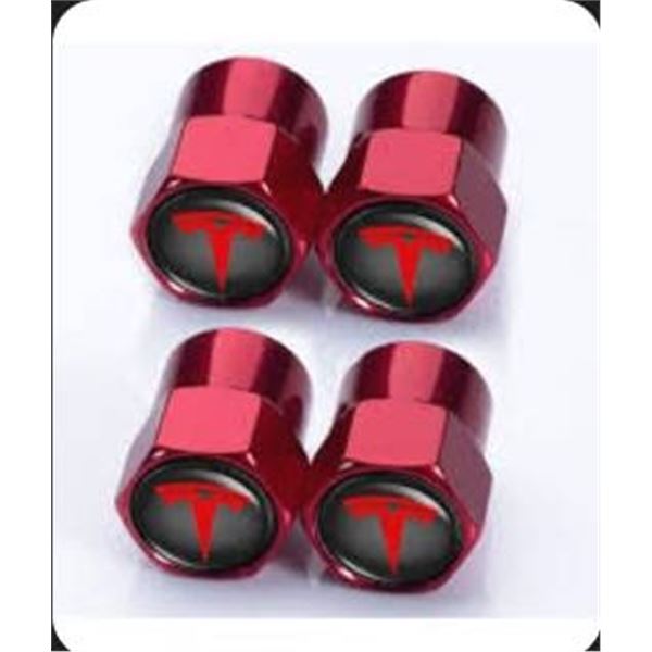 Lot of 2 Hey Xaulor Valve Stem Caps, Metal, Set of 4, Red Finish