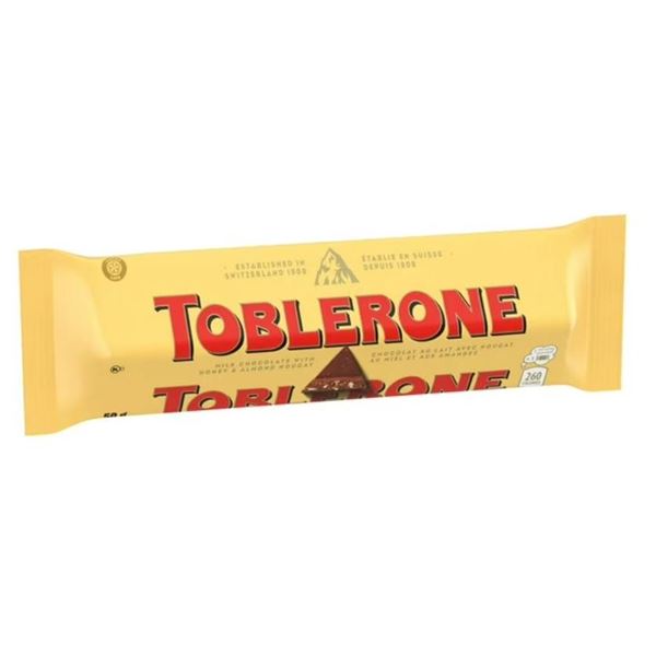 Lot of 12 Toblerone 50g Milk Chocolate Bars With Honey and Almond Nougat