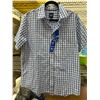 Image 2 : Gap Men’s Blue and White Gingham Short-Sleeve Shirt, Size L/G
