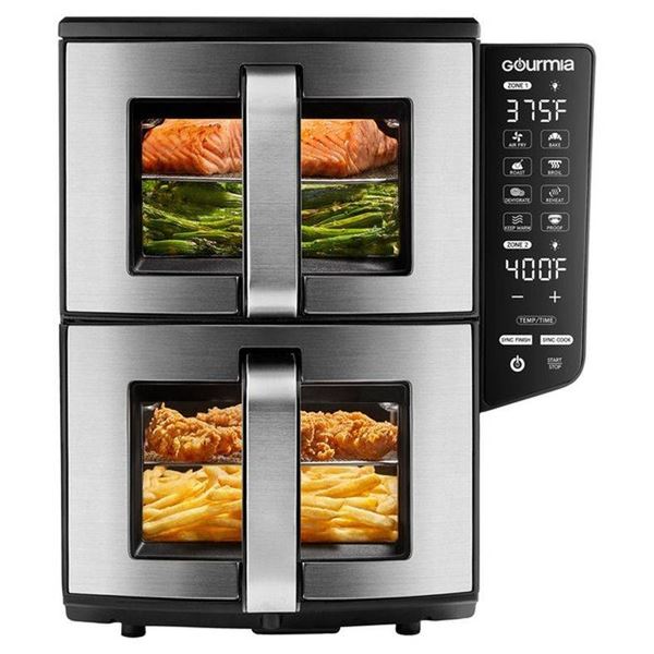 Gourmia 4-Dish Dual Basket Air Fryer, 10.4-L Capacity