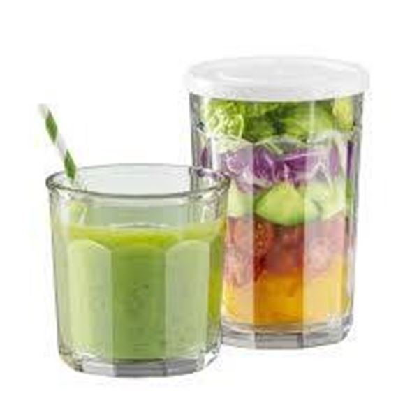 Libbey 16-Piece Glassware Set With Lids, 4 Glasses and 4 Containers