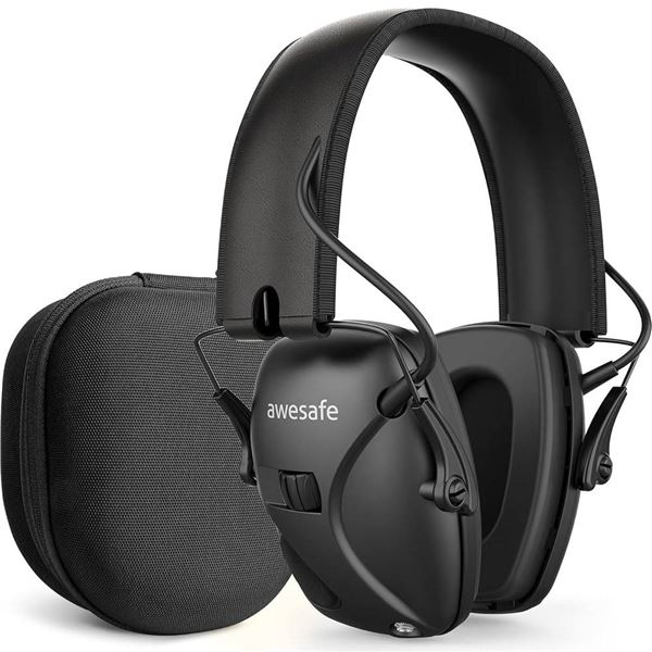 Awesafe Electronic Shooting Earmuff With Storage Case, Black
