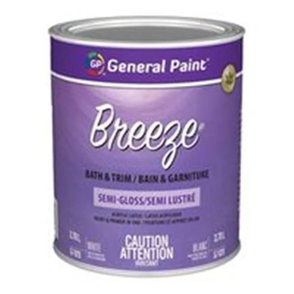 General Paint Breeze Semi-Gloss Bath & Trim Paint, 925mL, Blanc, Lot of 4