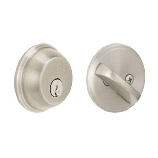 Schlage EZ Deadbolt Lockset with Turn Piece, Satin Nickel Finish LOT OF 2