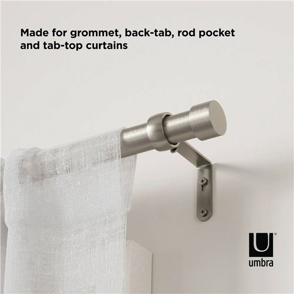 Umbra 2-Pack Curtain Rods, Nickel Finish, Adjustable 107-274 cm