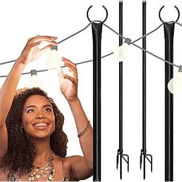 Holiday Styling String Light Pole Double 8-Foot Outdoor Garden Accessory