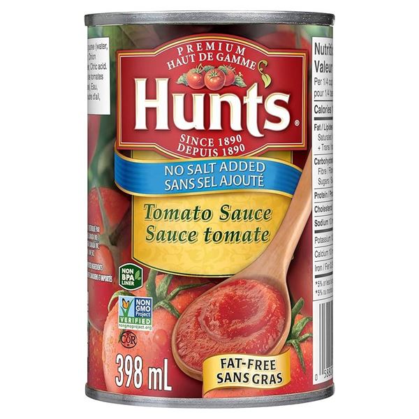Hunts Tomato Sauce 12-Pack, 680 mL Each, No Salt Added