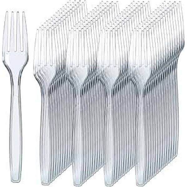 Prestee Perch 300 Clear Plastic Forks, SKU 114200, UPC X002810B9D