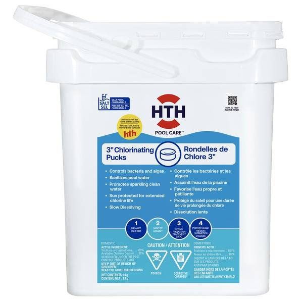 HTH 3-Inch Chlorinating Pucks for Pool Care With 5.44 kg Weight