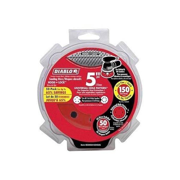 Diablo 5-Inch Hook & Lock Sanding Discs with 150 Grit, 15 Pack