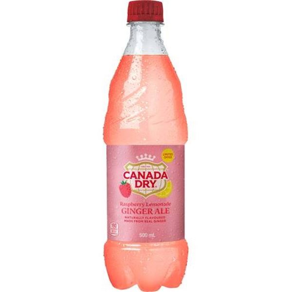 Canada Dry Raspberry Lemonade Ginger Ale, 24 x 500 mL Bottles