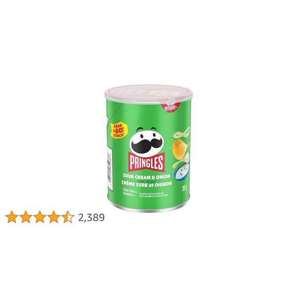 Pringles Sour Cream and Onion 24-Pack Cans, 5.5 oz Each