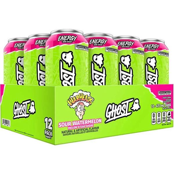 Ghost Sour Watermelon Energy Drink 473 mL Cans – 12-Pack