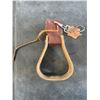 Image 3 : Wooden Western Saddle Stirrups With Leather Accents
