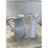 Image 1 : Two White Ceramic Pitchers with Unique Designs