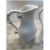 Image 2 : Two White Ceramic Pitchers with Unique Designs
