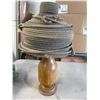 Image 1 : Rope and Wood Table Lamp with Electrical Cord