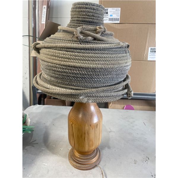 Rope and Wood Table Lamp with Electrical Cord
