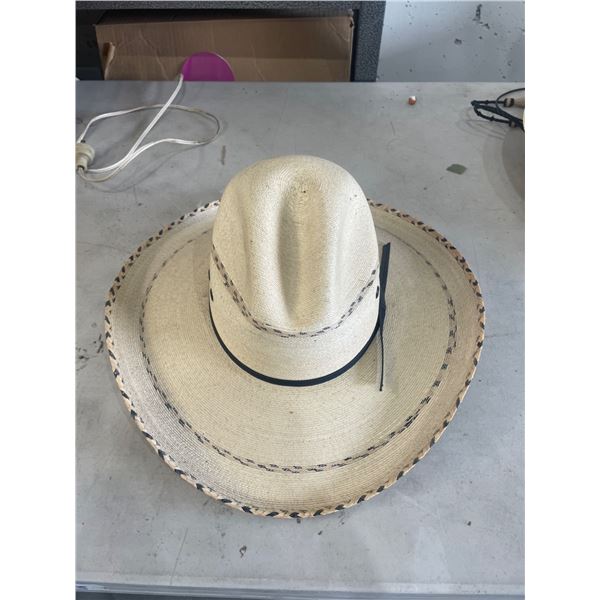 Palm Straw Western Hat with Leather Band Gus Plata Palm Design