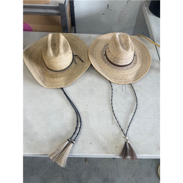 Straw Western-Style Hats with Chin Straps
